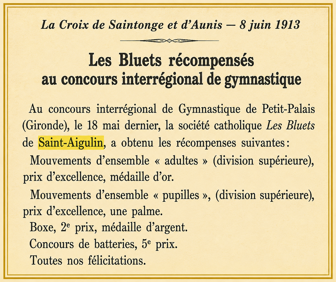Les Bluets à l'honneur