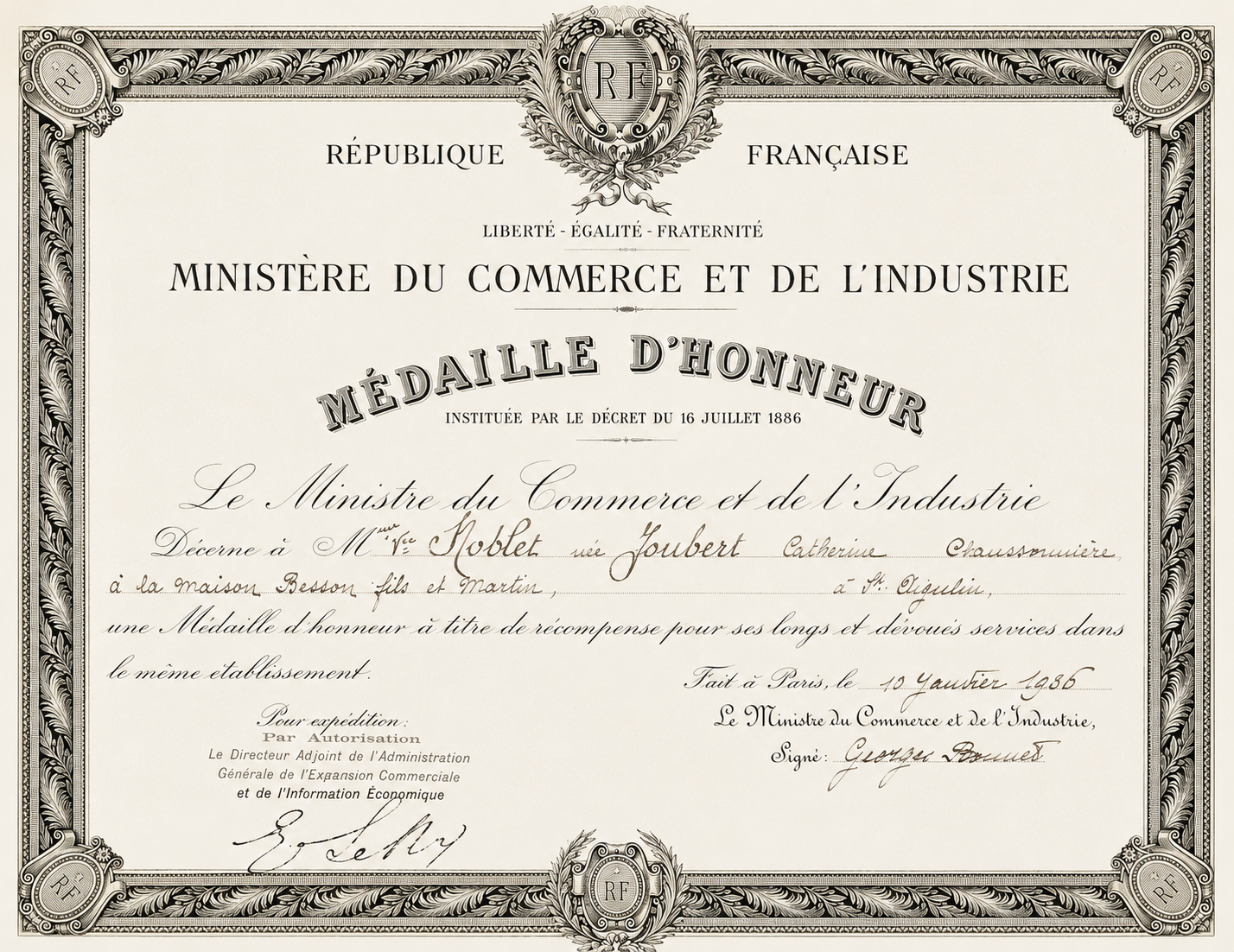 L'Honneur du travail.