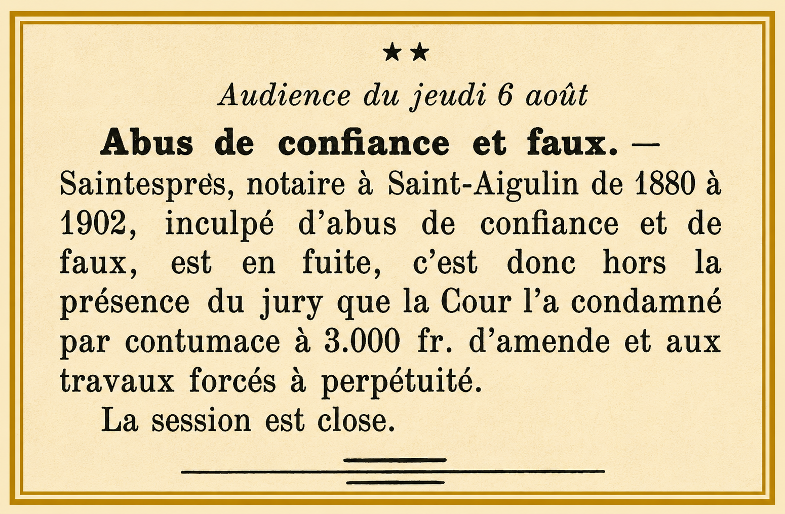 Le verdict.